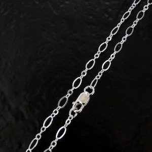 Collar de cadena ovalada larga y corta de plata de ley de cualquier longitud con cierre de mosquetón, fabricado en EE. UU./Italia, C57