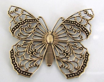 Gold Filigree Butterfly 48x40mm - Vintage Look, Made in USA, AG21