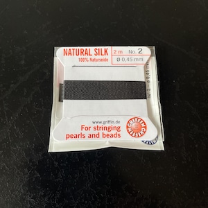 Cordon de soie Griffin noir 0,45 mm, 2 mètres, fabriqué en Allemagne, T151