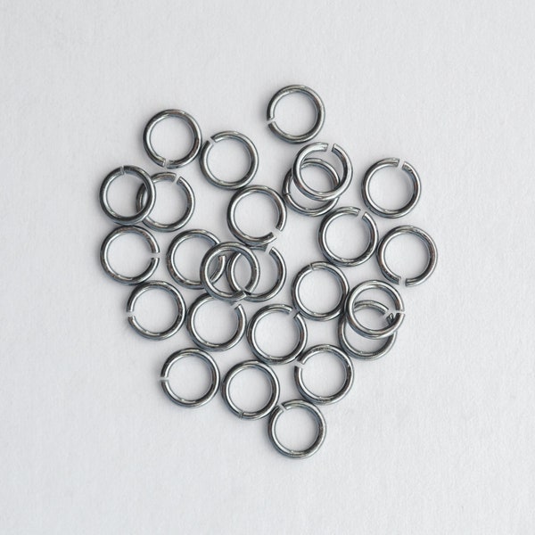 25pcs - Oxidized .925 Sterling Silver 5mm Open Jump Rings 20ga, Made in India, SS39