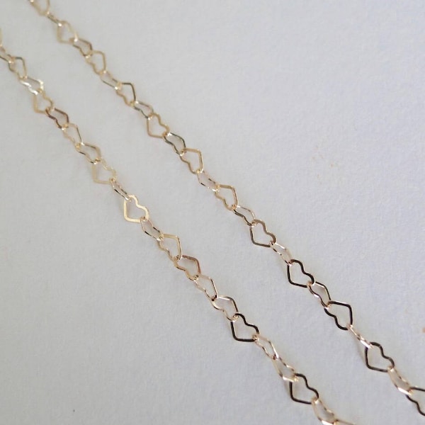 Any Length 12K Gold Filled 3.8mm Heart Chain Necklace With Lobster Clasp, C10