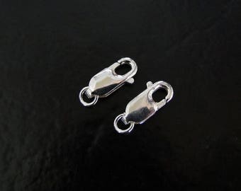 2 - Sterling Silver Lobster Clasps 14x5mm, Made in Italy, SS4c