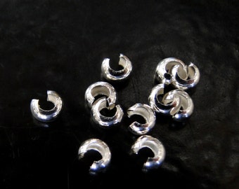 25 Sterling Silver Crimp Covers 3mm, SC1