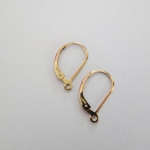 May include: A pair of gold-toned earring hooks. The hooks are made of metal and have a smooth finish. The hooks are designed to be used with earrings that have a loop or a wire.