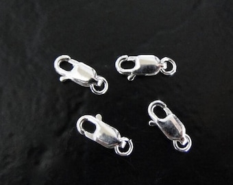 4 - Sterling Silver Lobster Clasps 10x4mm, Made in Italy, SS4b