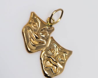 ONE - 14K Gold Filled Comedy and Tragedy Mask Charm 12x15mm, GC52