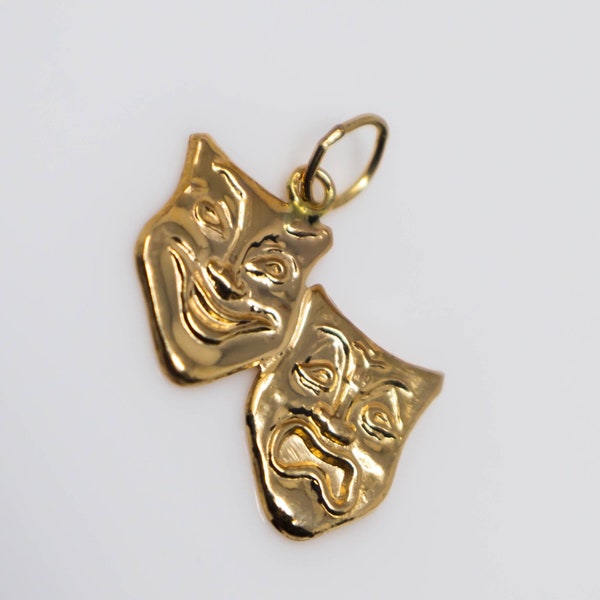 ONE - 14K Gold Filled Comedy and Tragedy Mask Charm 12x15mm, GC52