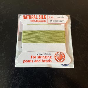 Griffin Silk Bead Cord Jade .6mm, 2 Meters, Made In Germany, T142