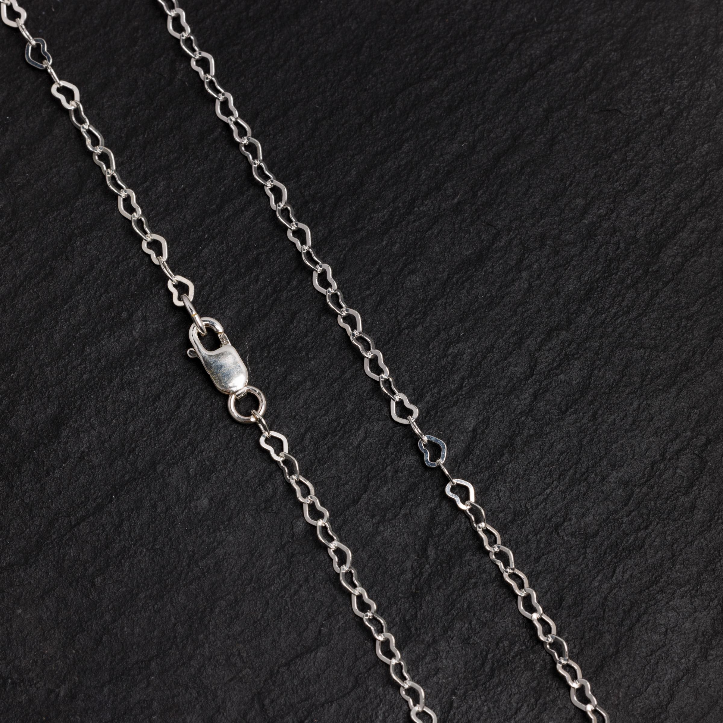 30 Inch - 925 Sterling Silver 2.7x3mm Flat Heart Chain Necklace