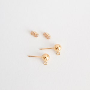 14K Gold Filled Tiny 5mm Ball Post with Open Ring for Drops and Dangles, 1 Pair of Stud Earrings, GF40c