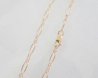15 Inch - 14K Gold Filled Oval Long & Short Chain 7.5x3.5mm Necklace - Custom Lengths Available, Made in USA/Italy, C17