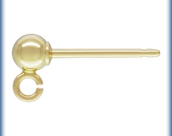 14 K giallo oro martellato orecchini a sfera, 7 mm