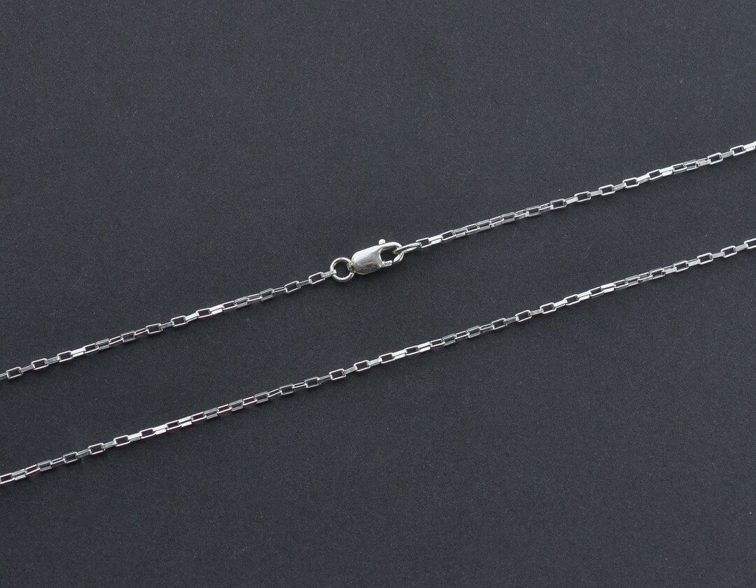 15 Inch - Sterling Silver 2x1.3mm Drawn Box Chain Necklace With