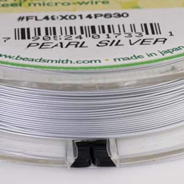 Flexrite 49 Strand Pearl Silver Nylon Coated Stainless Steel Wire .014 Inch/.35mm, 30 Feet, The Beadsmith, Made In Japan, T214