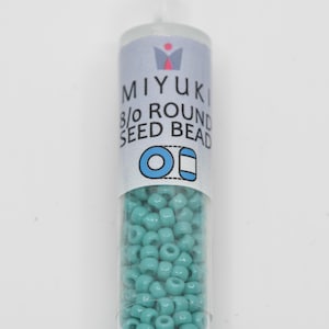 Miyuki 8/0 Round Beads Opaque Turquoise Green 21 Grams, The Beadsmith, Made In Japan, T432