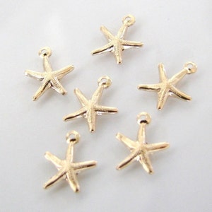 14k Gold Filled Tiny Starfish Charms 8x8mm, Made in USA, GC10