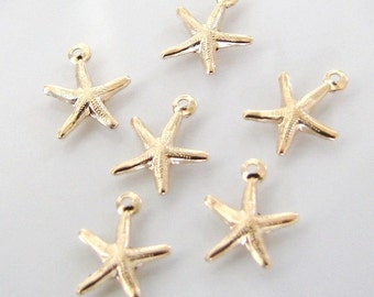 6pcs - 14k Gold Filled Tiny Starfish Charms 8x8mm, Made in USA, GC10