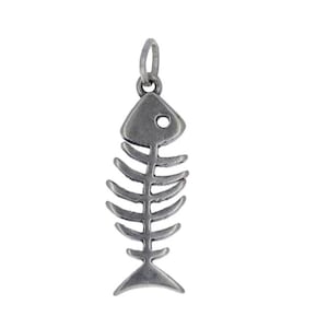 Sterling Silver Fish Bones Charm Made in USA E176