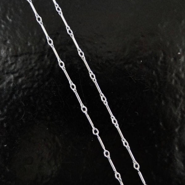3 Feet - .925 Sterling Silver Bar and Ring Chain By Foot, Any Length Available, Made in India, C42