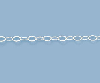 Any Length Sterling Silver 3x2mm Oval Cable Necklace With Lobster