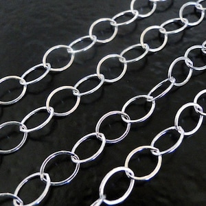 3 Feet Sterling Silver Chain - 8.8x6.6mm Oval Links - Any Length Available, C58