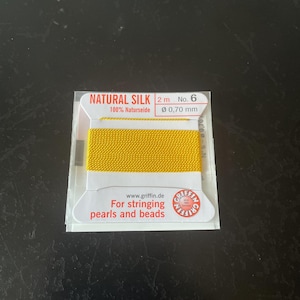 Griffin Silk Bead Cord Yellow .7mm, 2 Meters, Made In Germany, T163