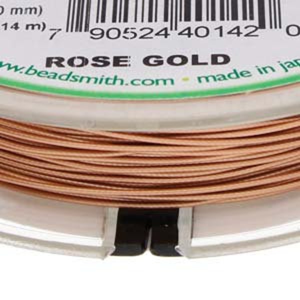 Flexrite 49 Strand  Rose Gold Plated Nylon Coated Stainless Steel Wire .024 Inch/.60mm, 30 Feet, The Beadsmith, Made In Japan, T213