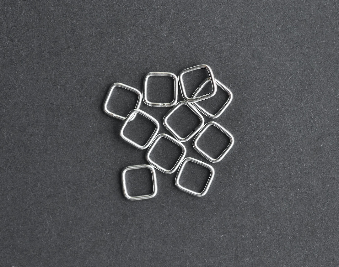 Ten - .925 Sterling Silver 8mm Closed Square Jump Rings 20ga, Made