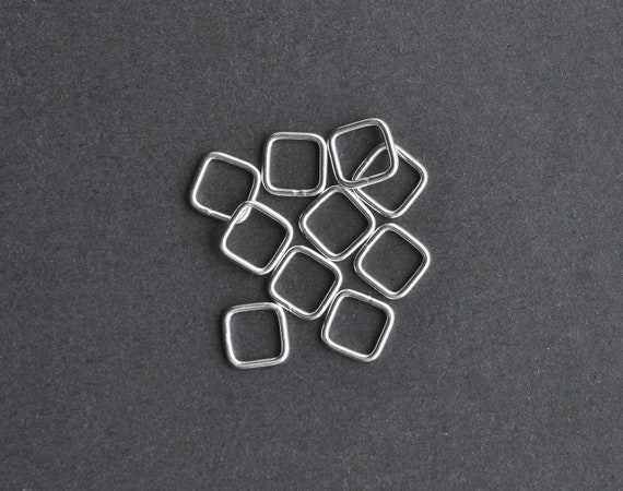 Ten - .925 Sterling Silver 8mm Closed Square Jump Rings 20ga, Made in USA,  A32