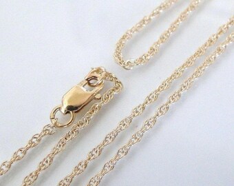 22 Inch - 14K Gold Filled 1.3mm Rope Chain With Clasp - Custom Lengths Available, Made in USA/Italy, C21