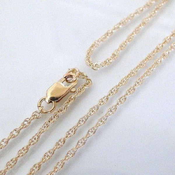 22 Inch - 14K Gold Filled 1.3mm Rope Chain With Clasp - Custom Lengths Available, Made in USA/Italy, C21