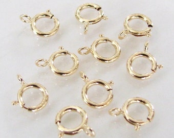 100 Pcs - 14K Gold Filled 6mm Spring Ring Clasps Closed Ring, Made in Italy, GF2