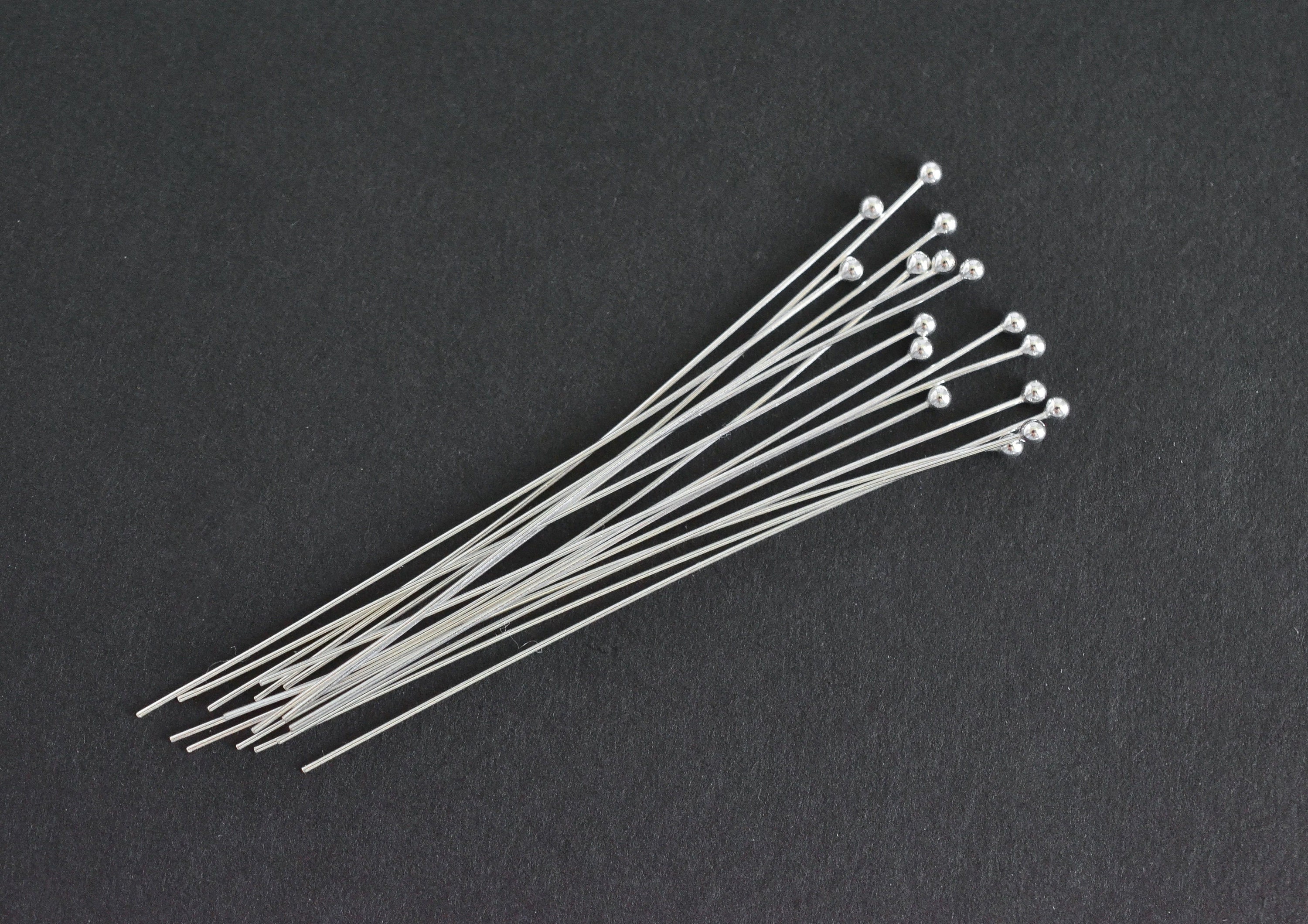 Sterling Silver Flat Head Pins, T Pins - 26Ga - 1 inch (50pcs)