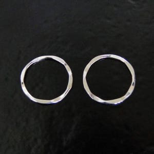 ONE Sterling Silver 21mm Hammered Round Link, Connector Rings, SC50