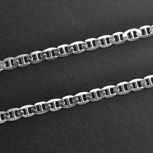 3 Feet Sterling Silver Flat Mariner Chain 3.3x5.4mm Chain by the Foot, Made in India, B28