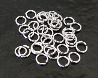 50pcs - .925 Sterling Silver 5mm Open Jump Rings 20g, Made in USA, SS7