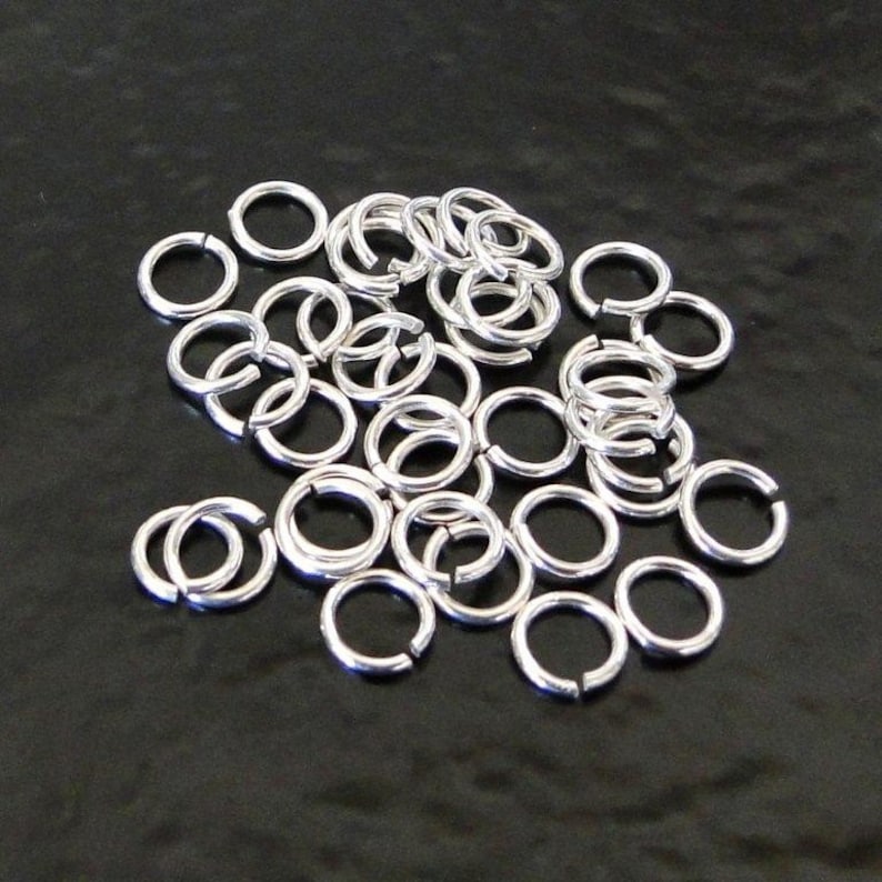 50pcs .925 Sterling Silver 5mm Open Jump Rings 20g, Made in USA, SS7 image 1