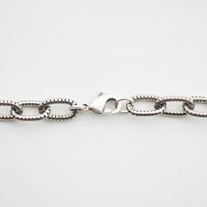 Any Length Antiqued Silver 9x6mm Etched Cable Chain Necklace, Custom Lengths Available, Made in USA, B11