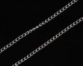 3 Feet - Sterling Silver Curb Chain By The Foot -  Custom Lengths Available, C41b