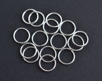 50 anneaux ouverts en argent sterling 9 mm, calibre 20,5, fabriqué aux États-Unis, A111