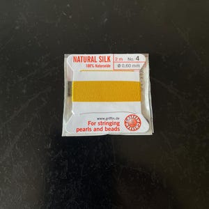 Griffin Silk Bead Cord Yellow .6mm, 2 Meters, Made In Germany, T159