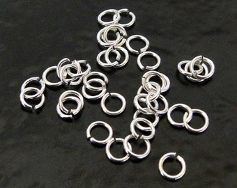 50pcs - .925 Sterling Silver 4mm Open Jump Rings 22ga, Made in USA, SS6