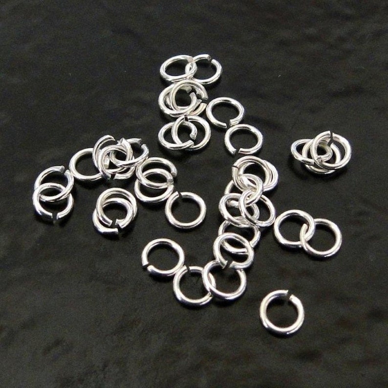 25pcs .925 Sterling Silver 4mm Open Jump Rings 22ga, Made in USA, SS6 image 1