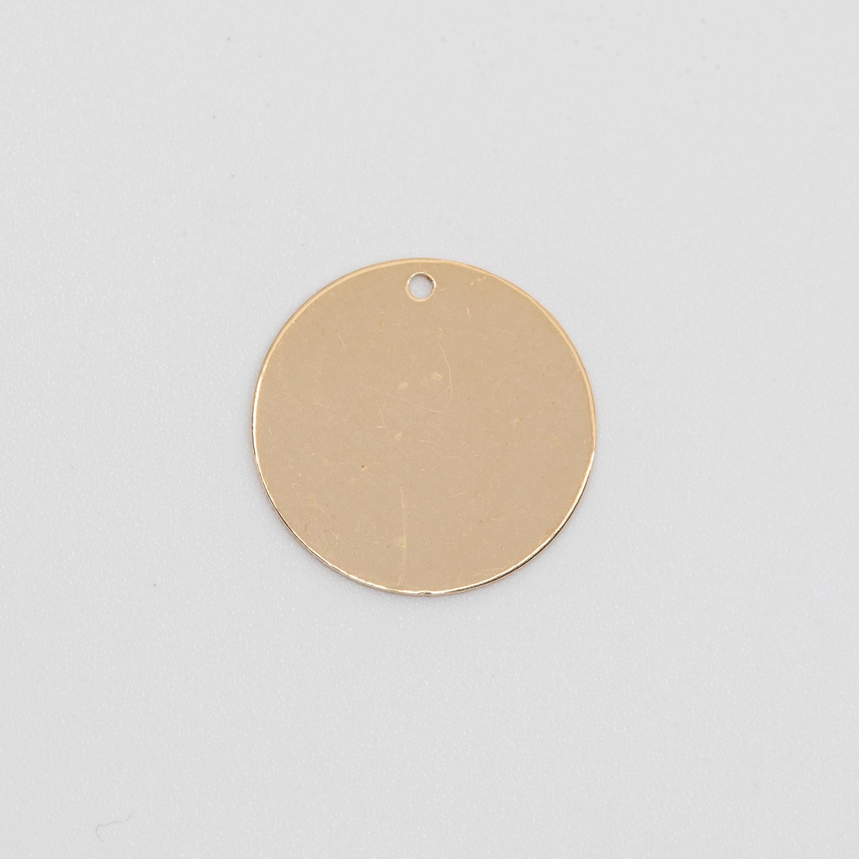 One Gold Filled 16mm Round Flat Blank Disc Charm Thickness
