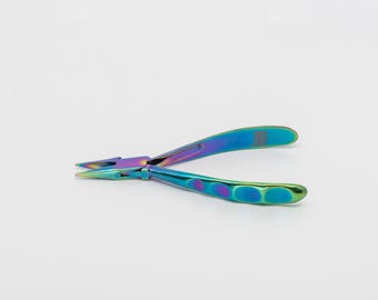 Beadsmith Chroma Series Bent Chain Nose Pliers - 5.5 Inch Rainbow Titanium Jewelry Tool