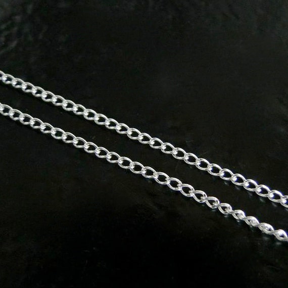 17 Inch Sterling Silver Curb Chain Necklace Custom Lengths Available C41b