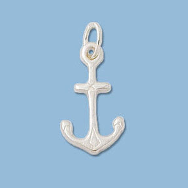 Two Sterling Silver Anchor Charms 9x15mm, SC55