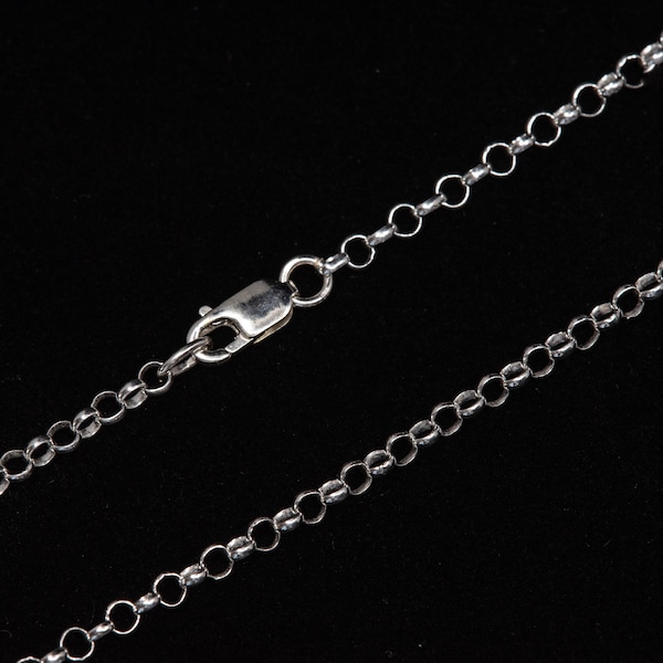 24 Inch .925 Sterling Silver 2.4mm Rolo Chain Necklace With Lobster Clasp - Custom Lengths Available, Made in India, USA, Italy, C61