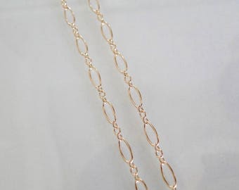 Collier chaîne longue et courte ovale de 7,5 x 3,5 mm rempli d'or 14 carats, MADE IN USA, C17