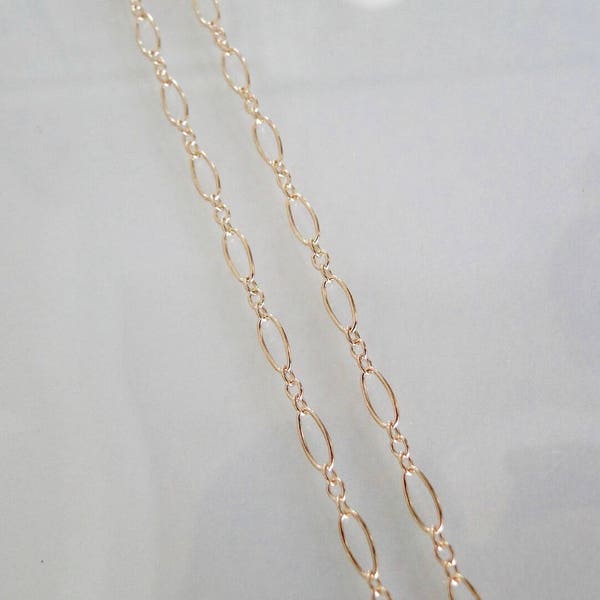 3 Feet 14K Gold Filled Oval Long And Short Chain Necklace 7.5x3.5mm, MADE IN USA, C17